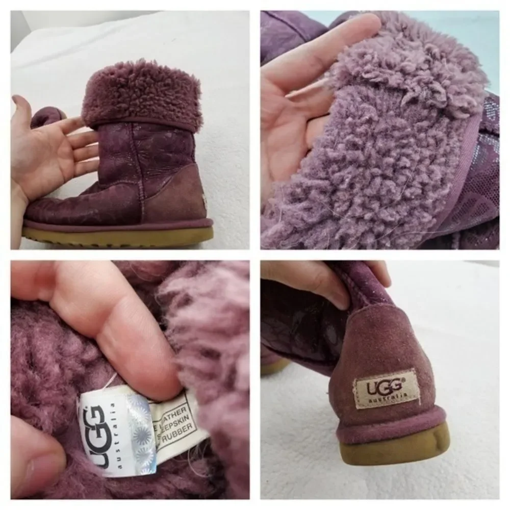 Ugg Boots‎ 7 Tall Flora Shearling Purple Tan Glitte